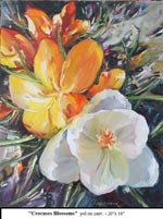 Crocuses Blossoms, Oil on Canvas